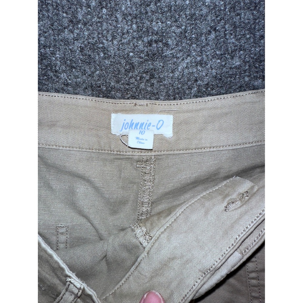 Johnnie-O Womens Khaki Chino Shorts Tan Cotton Lyocell Stretch Size 10